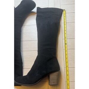 Crown Vintage Blk Suede Gio Over The Knee Boots W/ Side Zip, 3" Block Heel. Sz 9